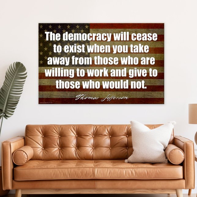 Pôster Jefferson: A democracia deixará de existir... (Patriotic Poster)