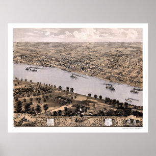 Pôster Jefferson city, mapa panorâmico do MO - 1869