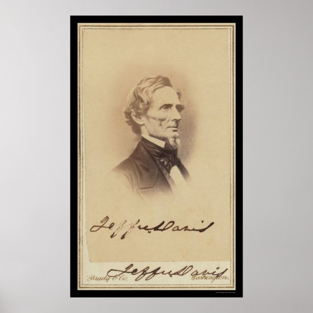 Poster Jefferson Davis Assinado Cartão 1860 (Frente)