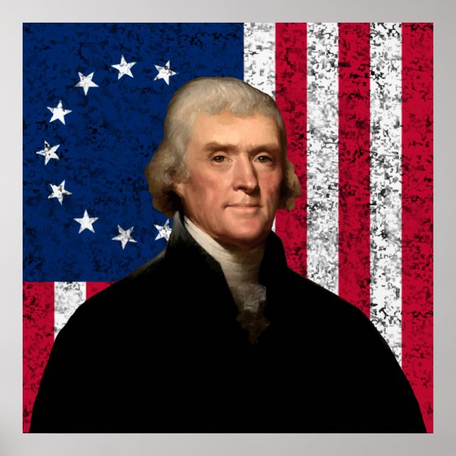 Poster Jefferson e The American Flag — Border (Frente)