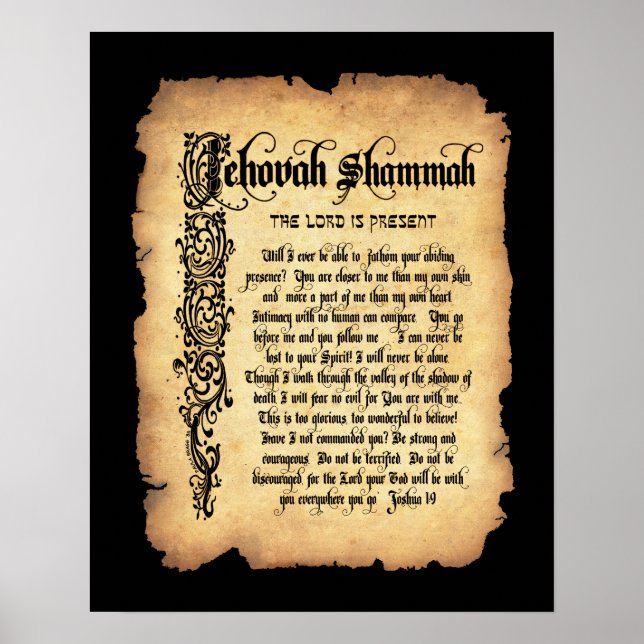 Pôster Jehovah Shammah, Senhor nosso Provedor: Nomes de D (Frente)