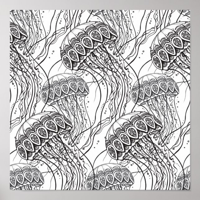 Pôster Jelly Fish Doodle 2 (Frente)