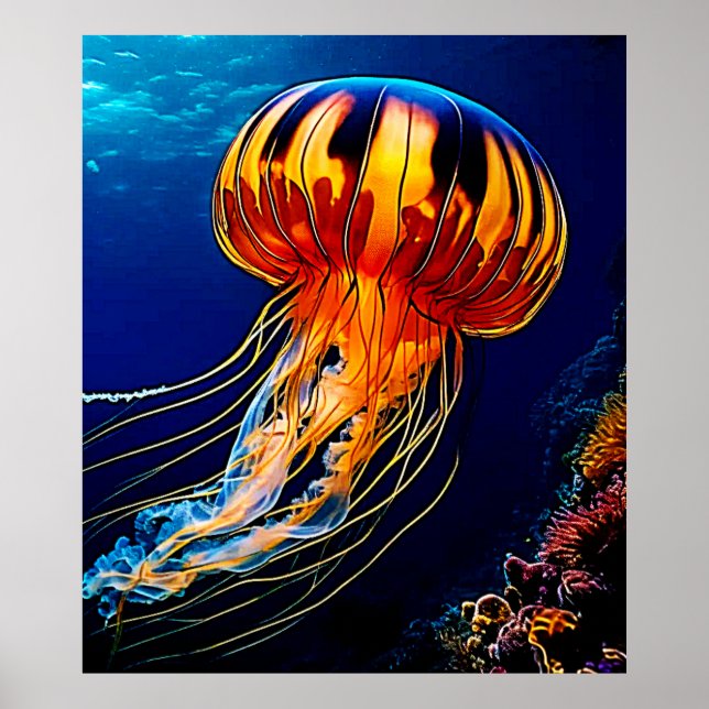Poster Jellyfish vibrante arte submarina (Frente)