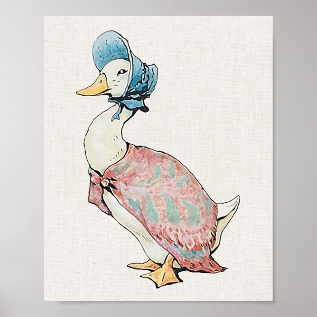 Poster Jemima Puddle Duck Beige Linen - Fundo (Frente)