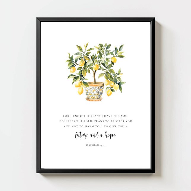Poster Jeremiah 29:11 Aquarela Moderna Árvore de Limão (Criador carregado)