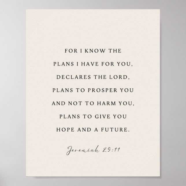 Poster Jeremiah 29:11 For I know the plans (Frente)