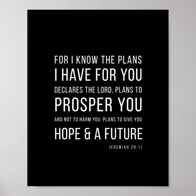 Poster Jeremiah 29:11 For I know the plans (Frente)