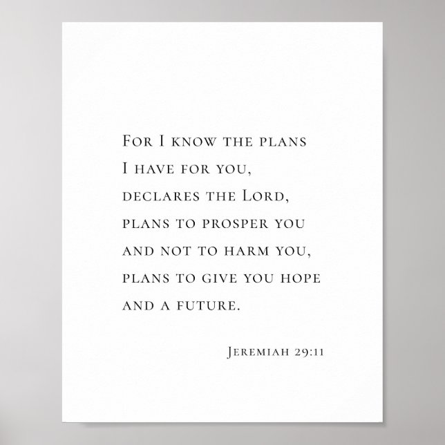 Poster Jeremiah 29:11 For I know the plans (Frente)