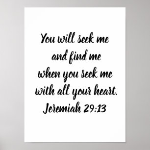 Poster Jeremiah 29:13 Bíblia Minimalista Verse