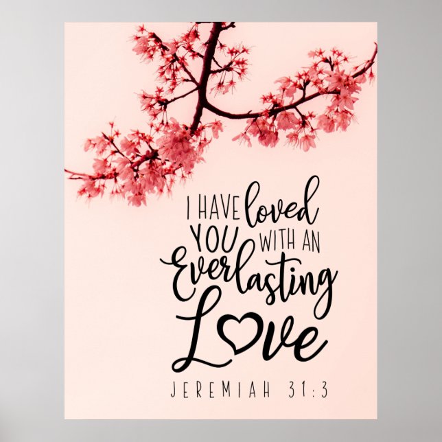Poster Jeremiah 31:3 Eu Te Amo Bíblia Verse (Frente)
