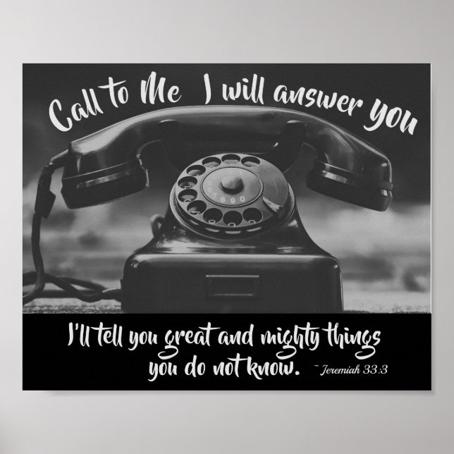Poster Jeremiah 33:3 Me ligue Eu vou te responder, Bíblia (Frente)