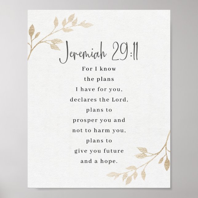 Poster Jeremias 29:11, Versículo da Bíblia (Frente)