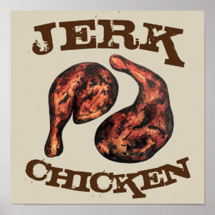 Poster Jerk Chicken Caribe Comida jamaicana do oeste da Í