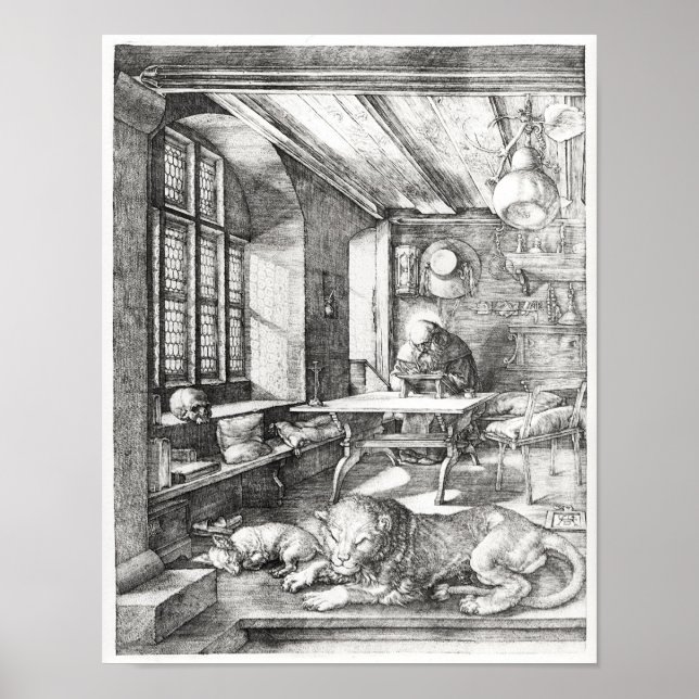 Pôster Jerome em seu Estudo, 1514 (Frente)