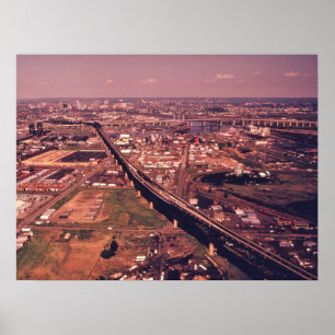 Poster Jersey City, New-jersey, 1974, vista aérea