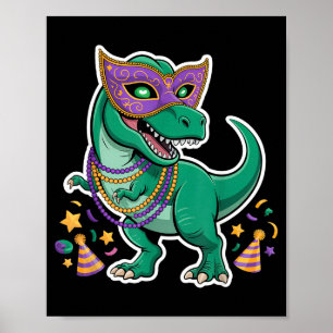 Poster Jersey de Mardi Gras feminino T-rex Dinossauro Mar
