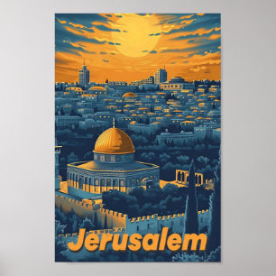 Poster Jerusalém A Santa Ilustração de Arte Vintage
