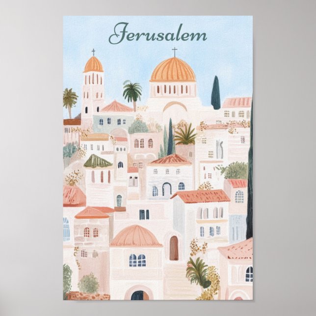 Poster Jerusalem Gouache - Viagem (Frente)