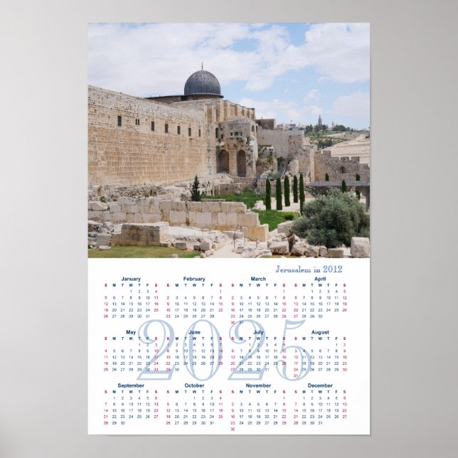 Poster Jerusalém, Israel. Calendário de 2025 (Frente)