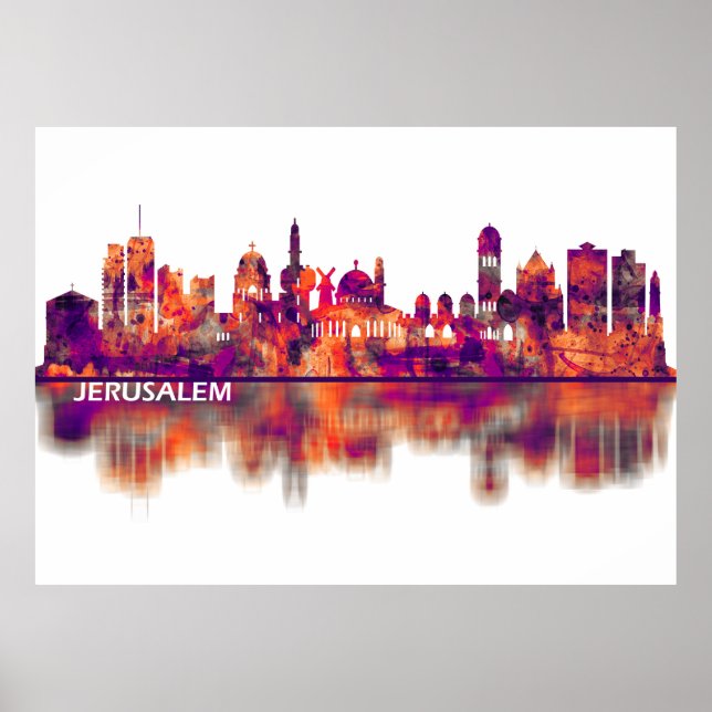 Poster Jerusalém Israel Skyline (Frente)
