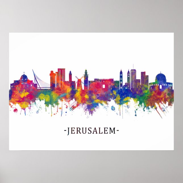 Poster Jerusalém Israel Skyline (Frente)