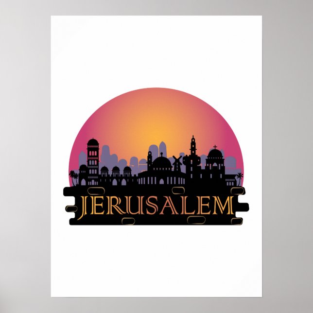Poster Jerusalem Old City Skyline - Israel Travel (Frente)