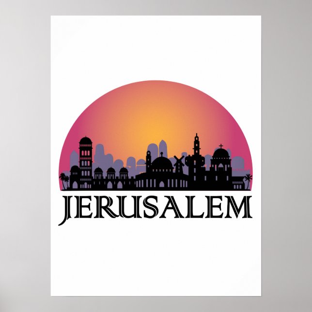 Poster Jerusalém Skyline - Israel Viagem (Frente)