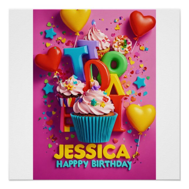 Pôster Jessica Happy Birthday" (Frente)