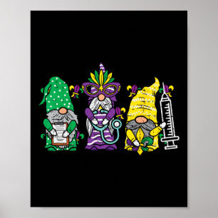 Poster Jester Gnomos Enfermeira Mardi Gras Mulheres Rn Ic