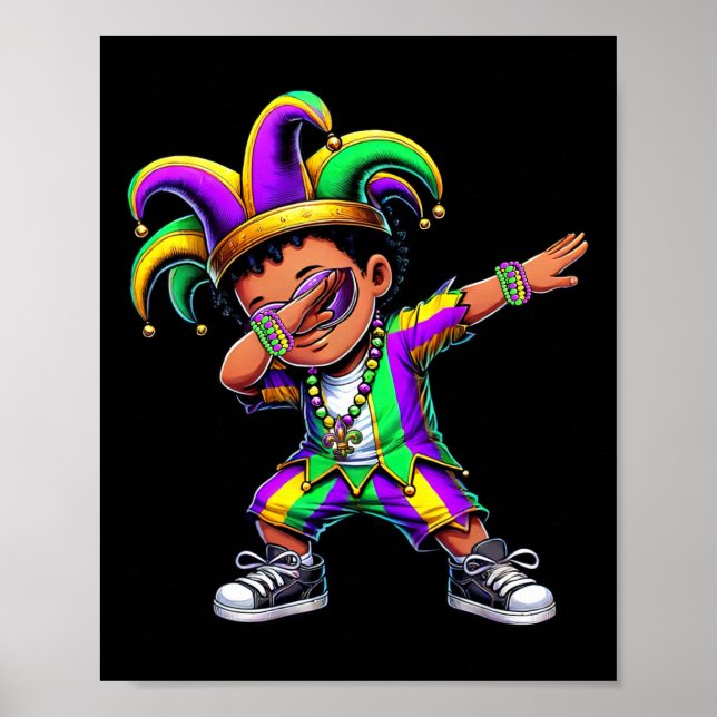 Poster Jester Hat Mardi Gras Shirts Dabbing Boys New (Frente)