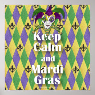 Pôster Jester Mask Keep Calm e Mardi Gras