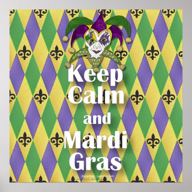 Pôster Jester Mask Keep Calm e Mardi Gras (Frente)