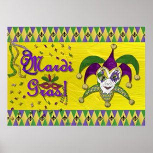 Pôster Jester Mask Mardi Gras Harlequin