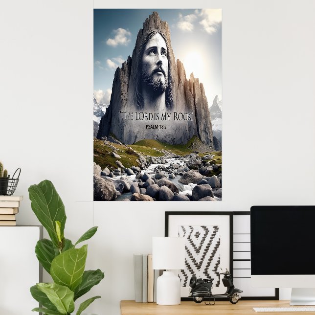 Poster Jesus, a Pedra da Idade (Escritório em casa)