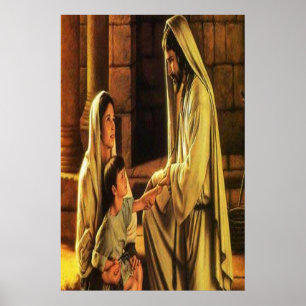 Poster Jesus abençoando a mãe e o filho