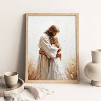 Poster Jesus Abraçando Menina, Pintura Cristã, Jes