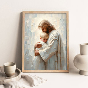 Poster Jesus Abraçando Menino, Arte Cristã, Jesus e Menin