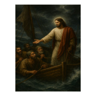 Pôster Jesus acalma o Poster de Arte Storm™ LDS