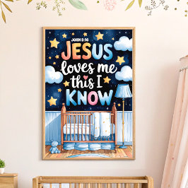 Poster Jesus Ama a Mim Arte de Parede Cristã Infantil Nur