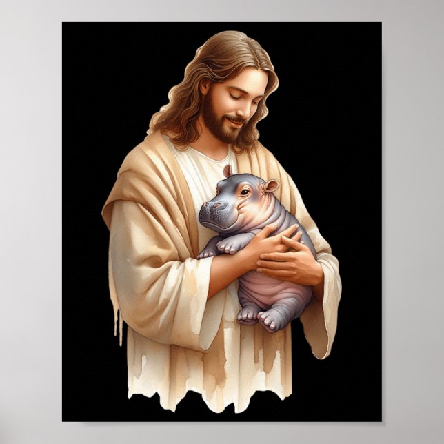 Poster Jesus ama Moo Deng Bouncy Pig Cute Ba (Frente)