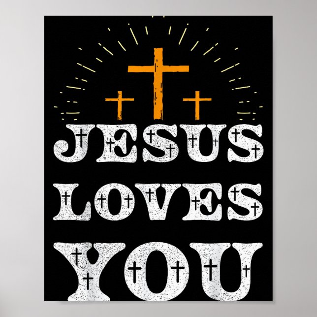Poster Jesus Ama Você Cruz Cristã Fé  (Frente)