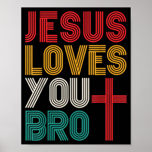 Poster Jesus Ama Você Irmão Fé Cristã Tipografia Retro