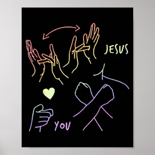 Poster Jesus Ama Você Língua de Sinais Cristã Fé