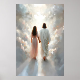 Poster Jesus and Woman Jesus Holding Hands Woman Jesus