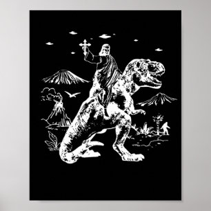 Poster Jesus Andando Dinossauro OVNI 90 Gráfico