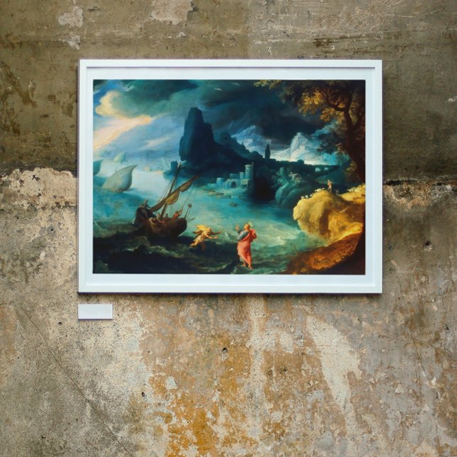 Poster Jesus andando no mar de Galileu Paul Bril 1590 (Criador carregado)