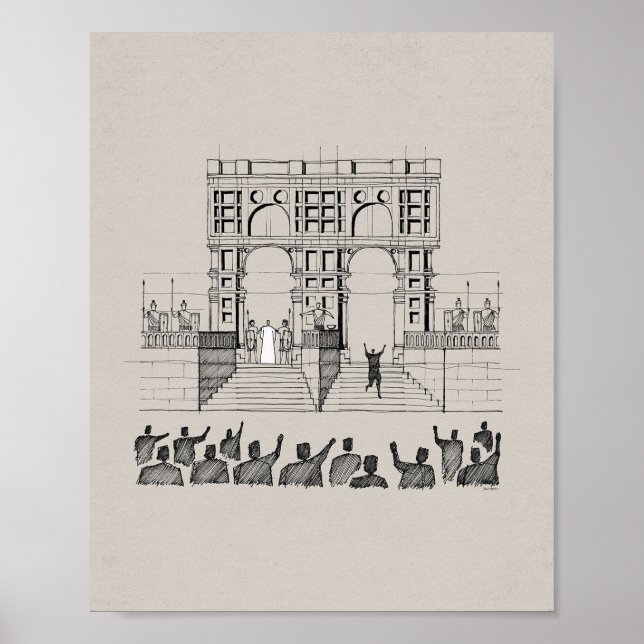 Poster Jesus Antes de Pilatos - Rei do Muro da Bíblia Jud (Frente)