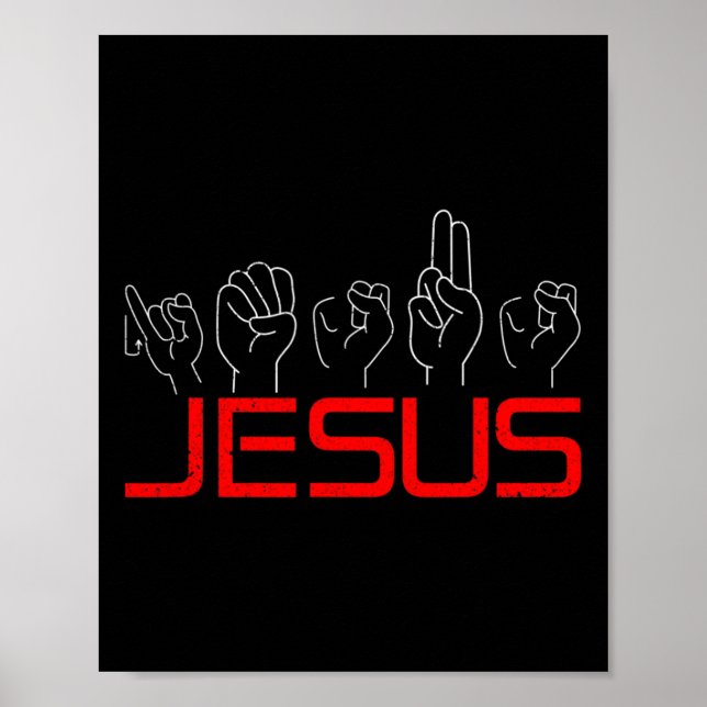 Poster Jesus ASL - Língua de sinais americana Christian D (Frente)
