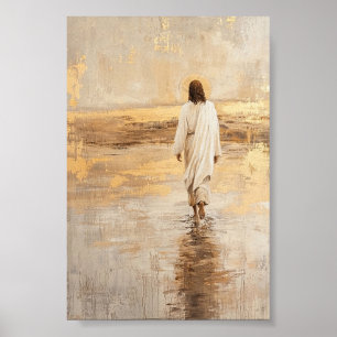 Poster Jesus caminha sobre a água com roupas brancas