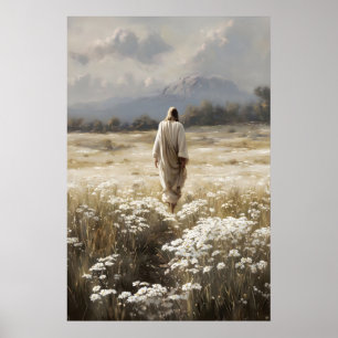 Poster Jesus Caminhando O Bom Pastor Ele Me Leva Jesus 